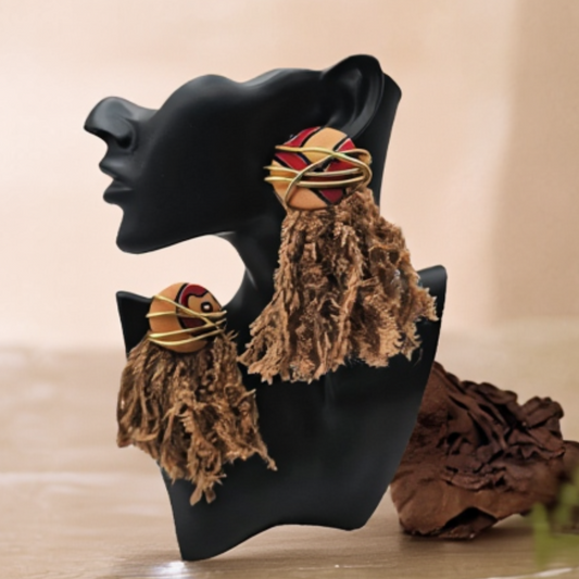 Earth-Toned Upcycled Tassel Earrings 2